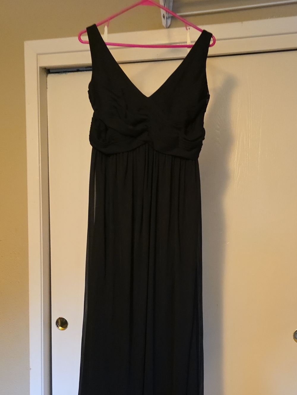 David's Bridal Black V-Neck Empire Waist Maxi Dress